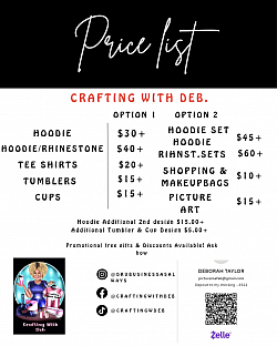 CWD custom made designs Price List